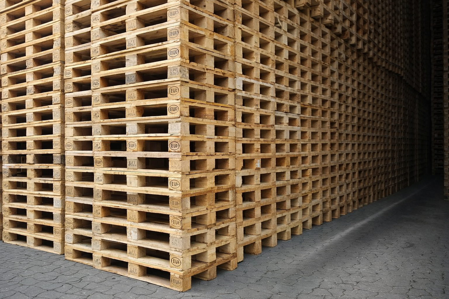 Palete Europeu (Modelo EUR): padrão Internacional 800 x 1.200 mm